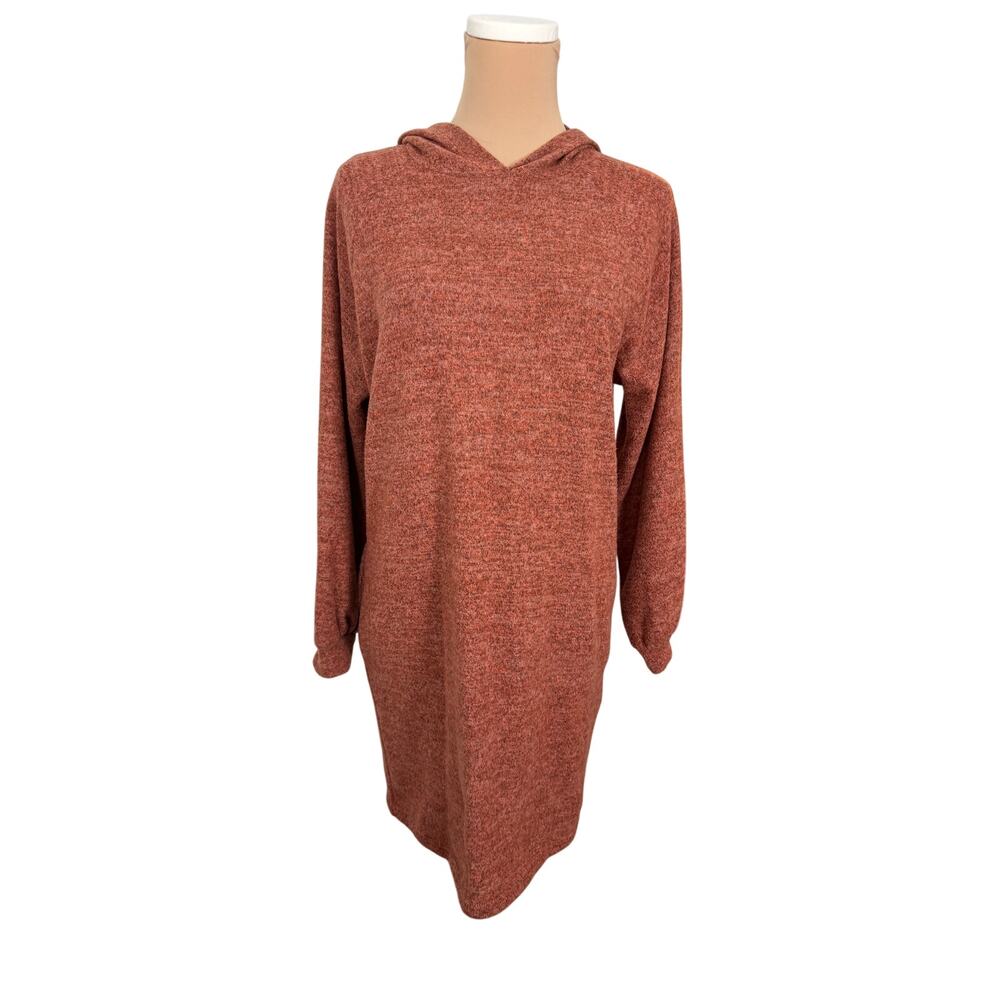 Lush Walnut Hoodie Dress – Small, Long Sleeve Pullover Casual Style